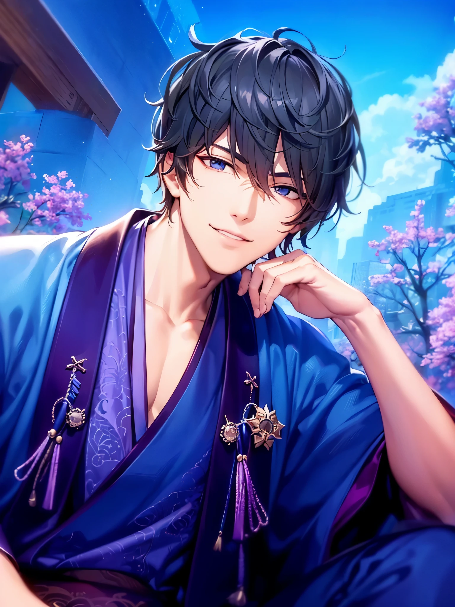 a handsome guy、Serious expression、Cool and beautiful face、Highly Detailed CG Unity 8K Wallpaper, (super masterpiece, Beautiful person, well detailed face polluted smile, It's photorealistic, Hyperrealistic)Cool and handsome face