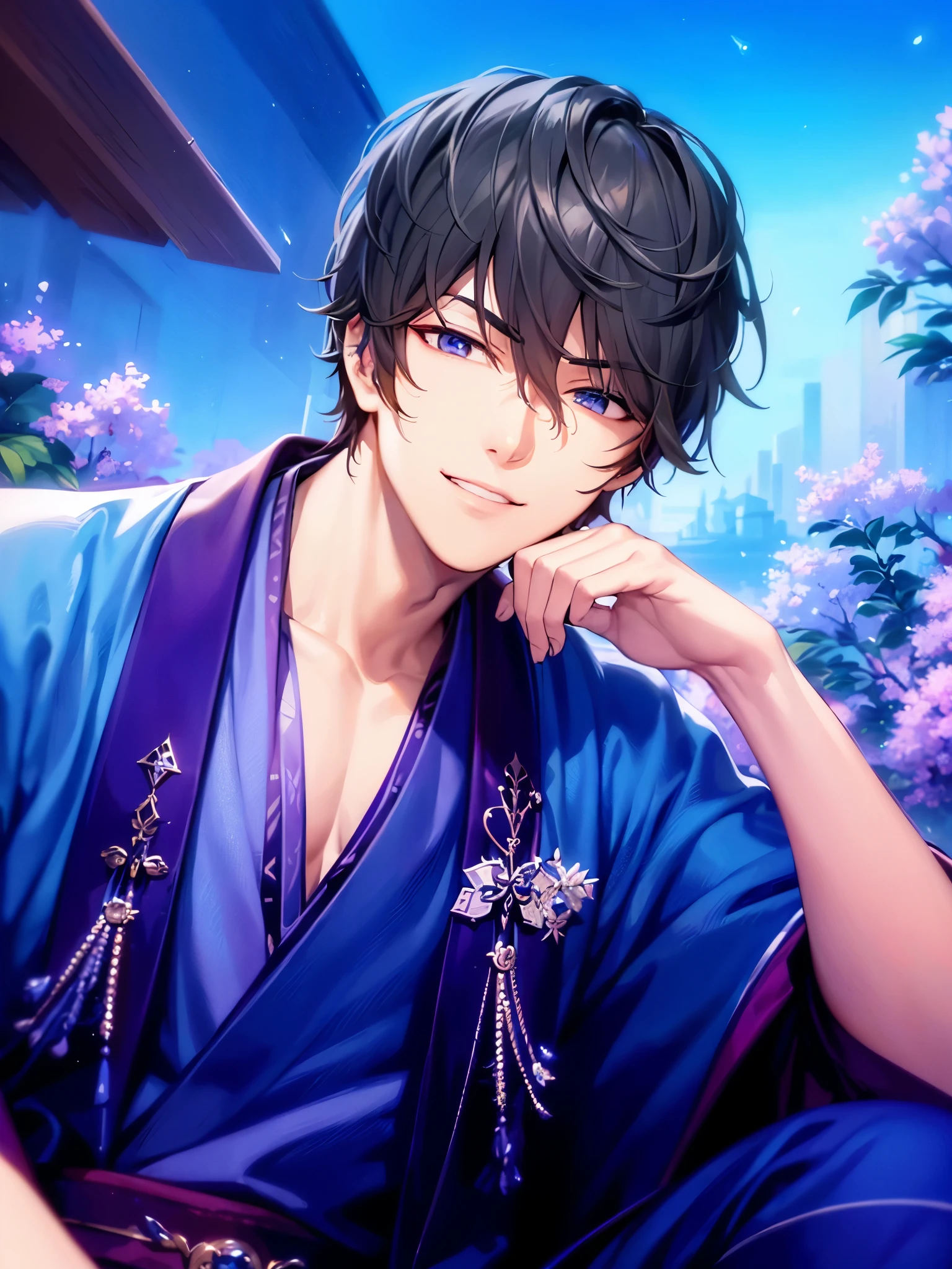 a handsome guy、Serious expression、Cool and beautiful face、Highly Detailed CG Unity 8K Wallpaper, (super masterpiece, Beautiful person, well detailed face polluted smile, It's photorealistic, Hyperrealistic)Cool and handsome face