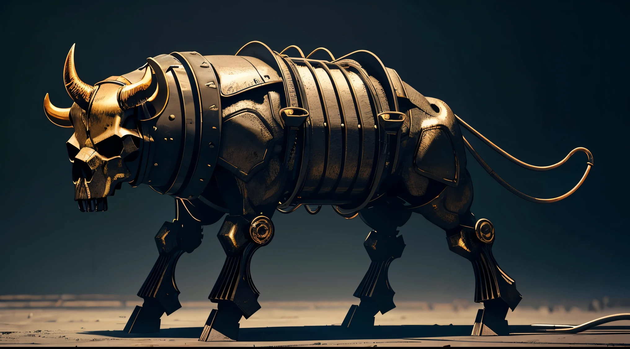 SCP-6854 - Where the Cogcows Roam, from SCP lore, SCP-6854 is a species of biomechanical entities superficially reminiscent of domestic cattle (Bos taurus), it possess external shells comprised of an indeterminate metal alloy with a consistency similar to that of stainless steel, and two carbon filament lightbulbs affixed to the skull, which are believed to act as their source of vision; Locomotion is achieved using four small wheels attached at the base of each leg, minimalistic imagery, rendered in high octane, trending on cgsociety, artstation hq, vray, well rendered