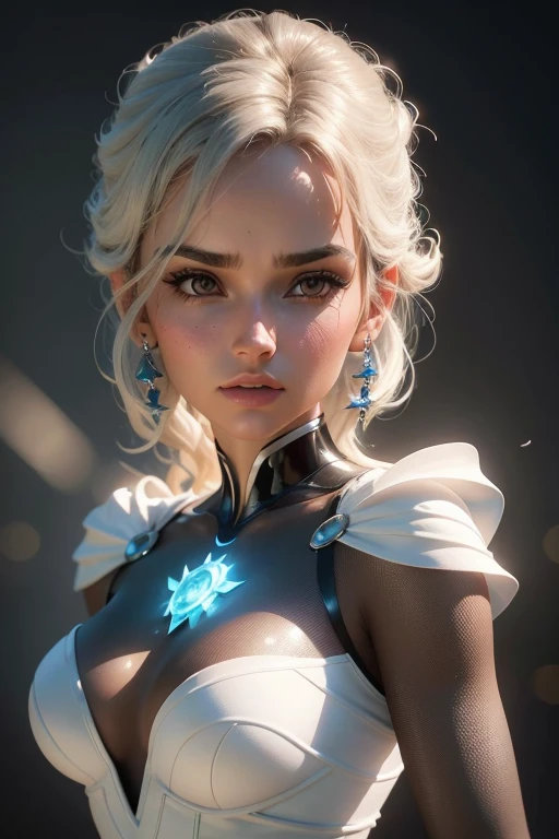 mulher, morena, Rosto super detalhe, fundo branco, soft lighting, Disney Pixar personagem 3d, arte, IP, caixa cega, sagrado, cinematic edge lighting, fino brilhante, pixar personagem 3d cute, roupa comum