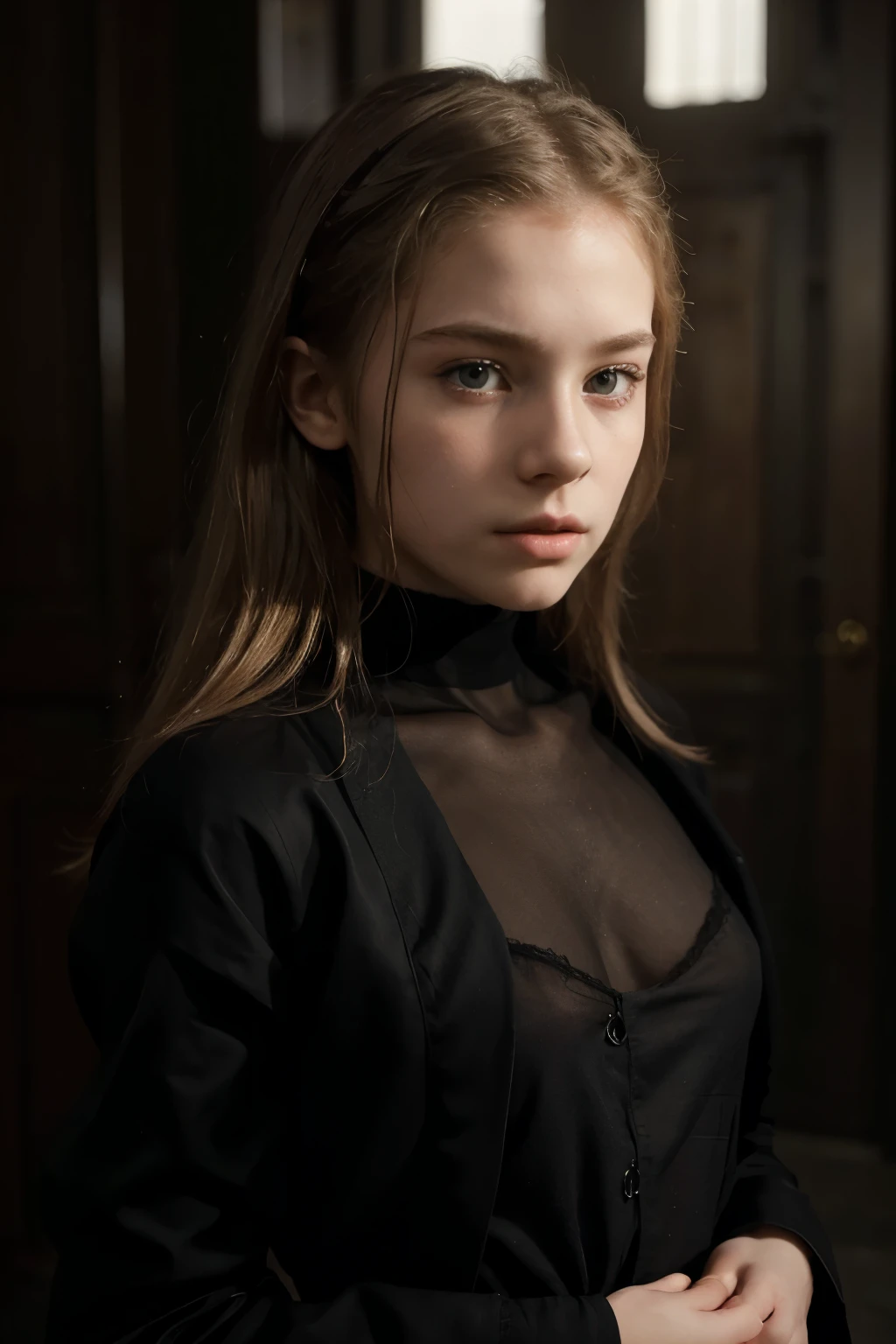Sadie Sink (11 anos), (peito pequeno), bunda pra cima, pequena, safada, corpo em forma suado -imagine -, lingerie, choker, angry looking at viewer, slutty, skinny, angry, hate look, about to suck my dick, blowjob, sucking my penis, deepthroat