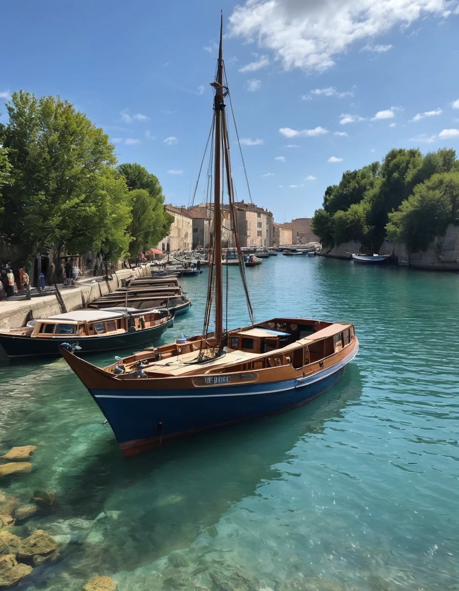 il y a un bateau qui flotte sur l&#39;eau pres d&#39;a chateau, Fantasy medieval town, epic RIVENDELL fantasy, RIVENDELL, highly detailed fantasy art, fantasy highly detailed, Medieval city, Highly detailed 4K digital art, peinture mate haute fantaisie, detailed fantasy art, 4K detail fantasy, a magical and lively city, detailed fantasy digital art