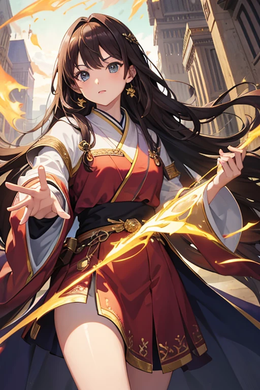 masterpiece, highest quality, High resolution,Anime Style、Brown Hair、Long Hair、Wizard、Robe、Have