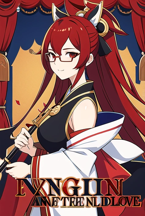 An anime girl character with red hair, brown eyes, black glasses, by Yang J, onmyoji, onmyoji portrait, official art Splash, Splash art, adult woman 