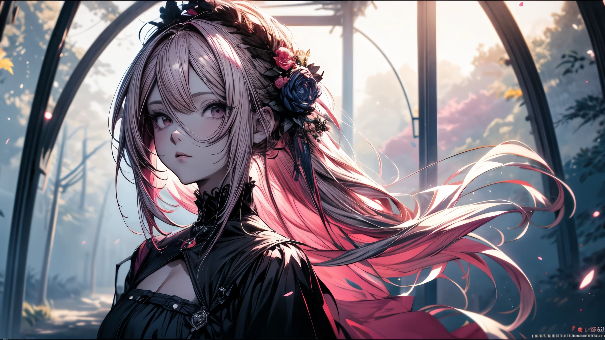 Chica anime con largo cabello rosado y ojos azules parada en un bosque., arte de anime digital detallado, estilo anime 4k, hermoso retrato animado, retrato, caballeros del zodiaco, , fondo de pantalla de arte anime 4k, Fondo de pantalla de arte animado 4K, chica anime rubia con pelo largo, Arte detallado de alta calidad 8K, fondo de pantalla de arte anime 8 k, princesa de pelo rosado, arte de anime detallado