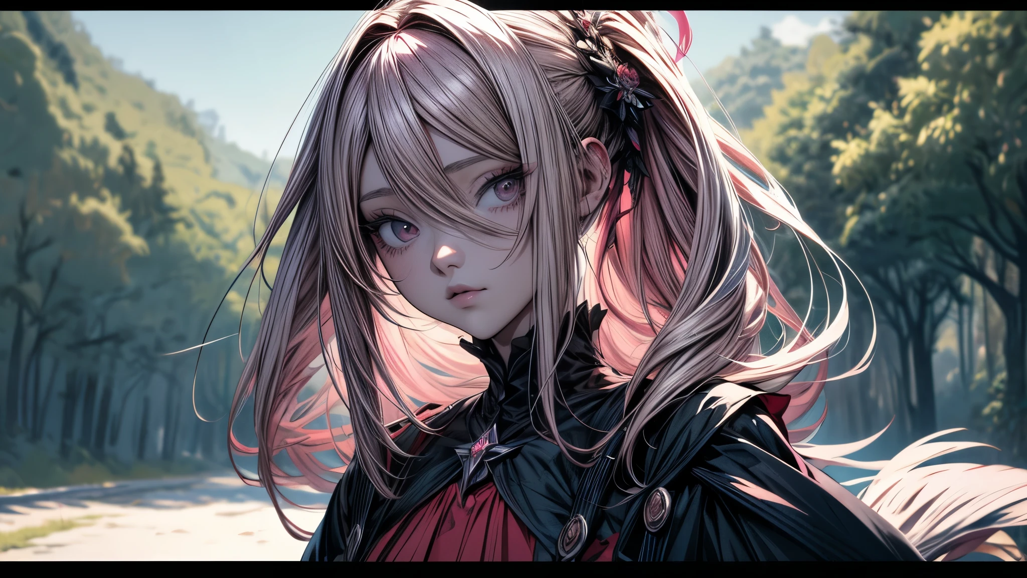 Chica anime con largo cabello rosado y ojos azules parada en un bosque., arte de anime digital detallado, estilo anime 4k, hermoso retrato animado, retrato, caballeros del zodiaco, , fondo de pantalla de arte anime 4k, Fondo de pantalla de arte animado 4K, chica anime rubia con pelo largo, Arte detallado de alta calidad 8K, fondo de pantalla de arte anime 8 k, princesa de pelo rosado, arte de anime detallado
