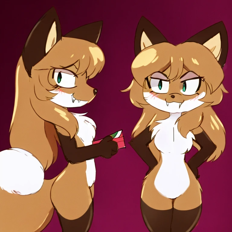 uploaded the e621, beautiful and detailed, woman (((female))) ((anthro)) Fox, (Averi, Fox girl), cinematic lighting, Fox, (anthro, fluffy fur), 1girl, anthro fox girl, body fur, curvy, sexy, nice, cute, hot, comfortable anime-style cartoon-style, digital drawing, SFW, flat chest, nervous smiling, sassy, sassy hips, smug, fangs, simple background, speech bubble, green eyes, side view, looking at viewer, folder in hand, holding folder, folder