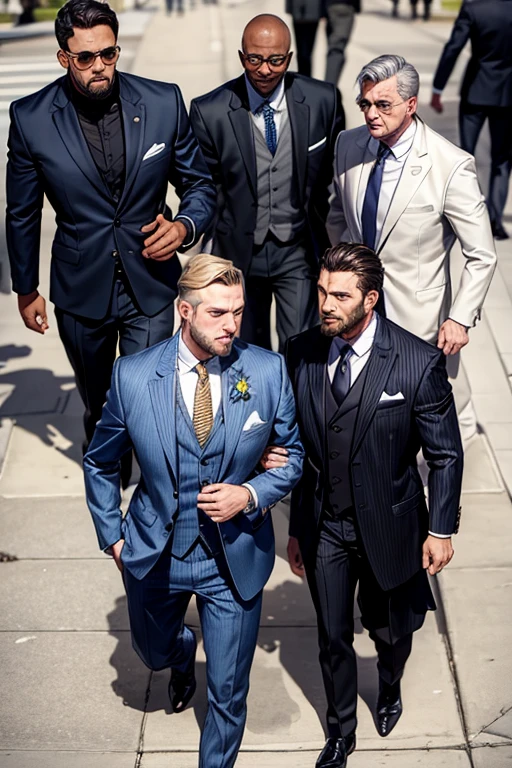 A group of men of different races dressed in suits