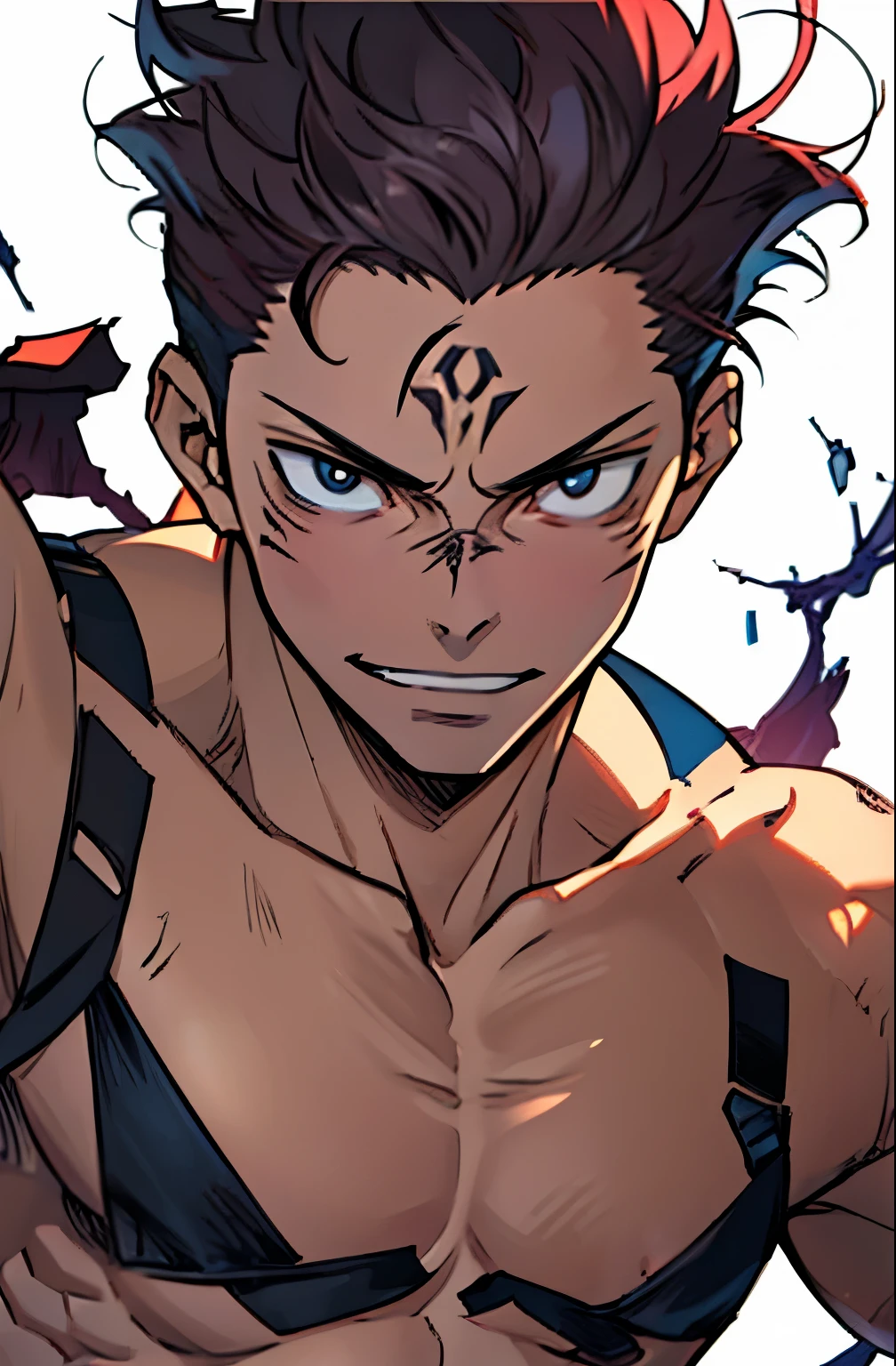 Detailed character design, many angles, depth, chàng trai trẻ, moon skin , muscular, wear swimming trunks on the beach,