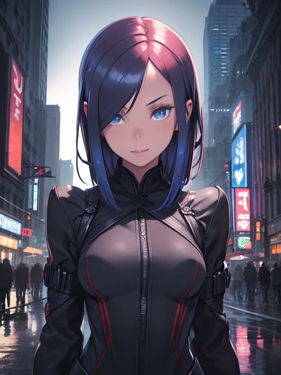 Sexy Woman (masterpiece),(Super detailed:1.1),(alone:1.2),(blue eyes:1.3),(Short, vibrant red hair),(Round face), smile,(Black Swordsman Outfit), (Black gloves:1.1),(Red Nose:0.5),(Very detailed beautiful eyes, Highly detailed skin, Bright and glowing skin:1,1), (Fitness Body),(Night view fantasy:1.1),(Physical Rendering, Professional Lighting, Photon Mapping, Radio City, Soft Light, Lens Reflection: 1.3), Color,