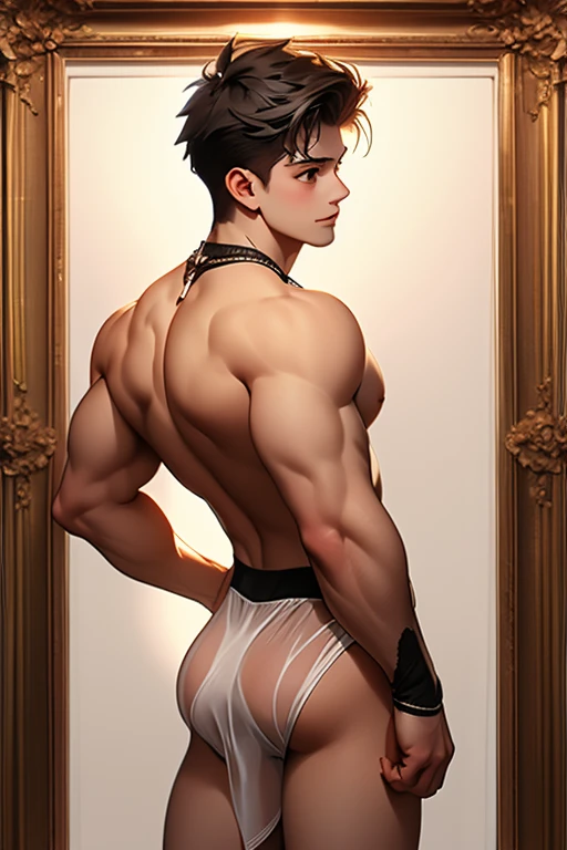 Pencil drawing, academic drawing, (((Two young boys 19 years old))), gives flowers, slender, muscular with large round elastic buttocks , Surrounded among of beautiful young handsome guys, in floral Transparent thin tight panties perfect body, aesthetically pleasing, Erotic, beautiful painting , dim light, high quality thigh , (bulge focus)