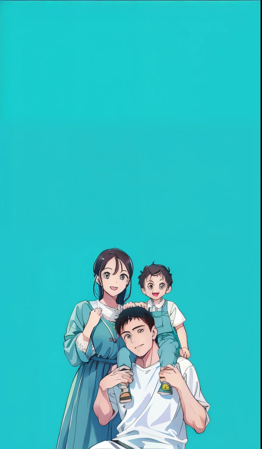 Anime characters sitting on beds,Holding a baby on your lap, author:Kikukawa Sakaeyama, Happy family, An anime cover, Wallpaper phone, iphone wallpaper, family, growth of a couple, High-quality fanart, phone background, author:Hasegawa Setan, 4k manga wallpapers, husband wife and son, offcial art, author:Nobusada Yanagawa