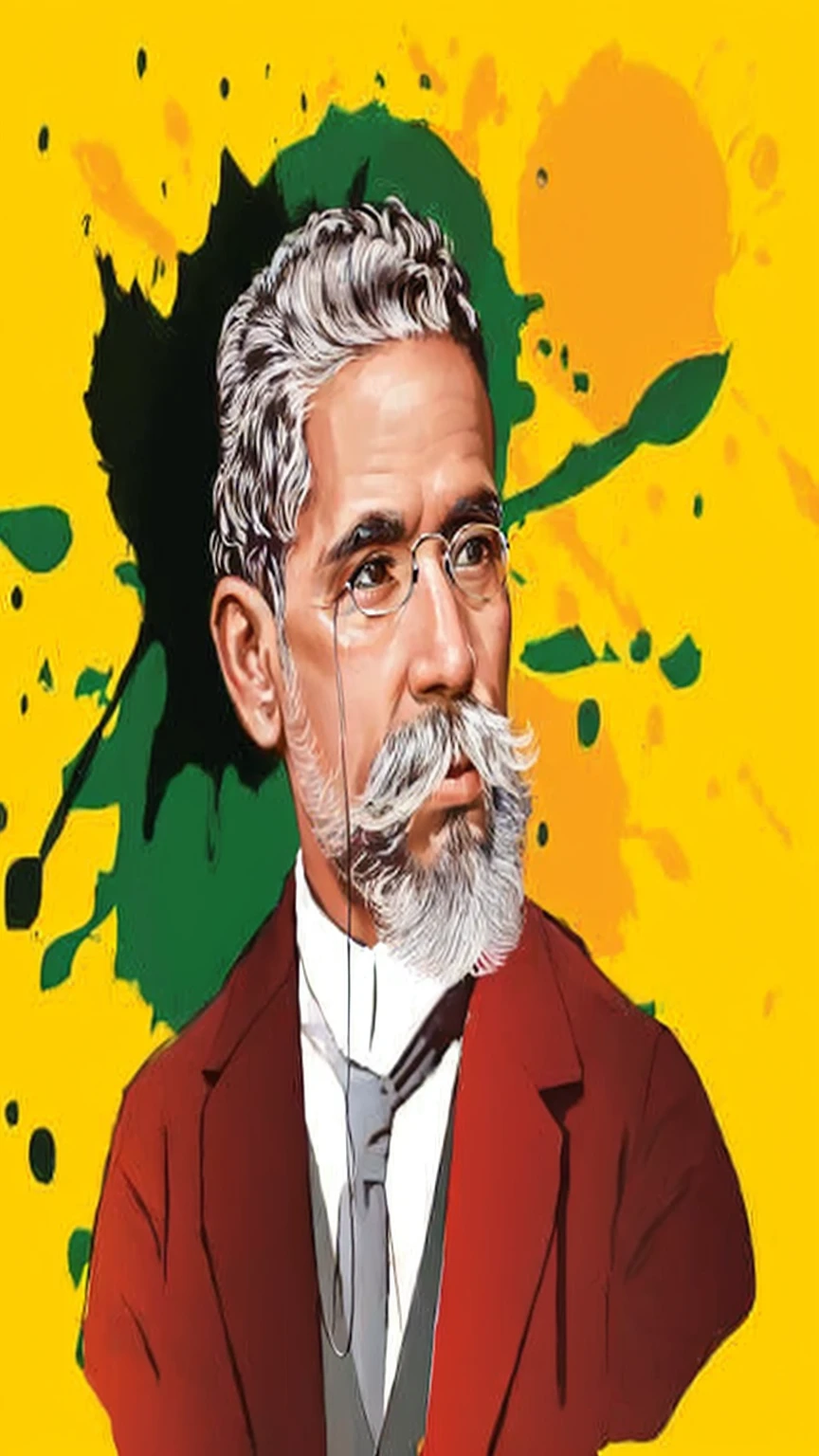 a pintura de um homem with a mustache and a suit, arte vetorial, inspirado em Francisco Souza, retrato nft, digital art illustration, inspired by Antônio Parreiras, detailed illustration portrait, by Július Jakoby, inspirado em Ismail Gulgee, 🎨🖌, pintura de um homem, 🪔 🎨;🌞🌄