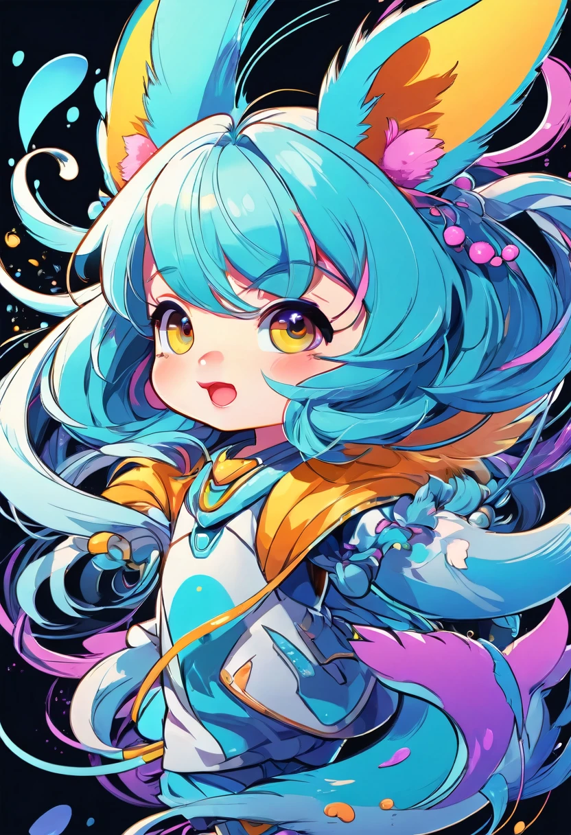 a cartoon character of an anthropomorphized animal, detailed marker outline, 1girl, cute, anime style, dynamic pose, whimsical expression, bright vibrant colors, dynamic lighting, digital painting, masterpiece, (best quality,4k,8k,highres,masterpiece:1.2),ultra-detailed,(realistic,photorealistic,photo-realistic:1.37)