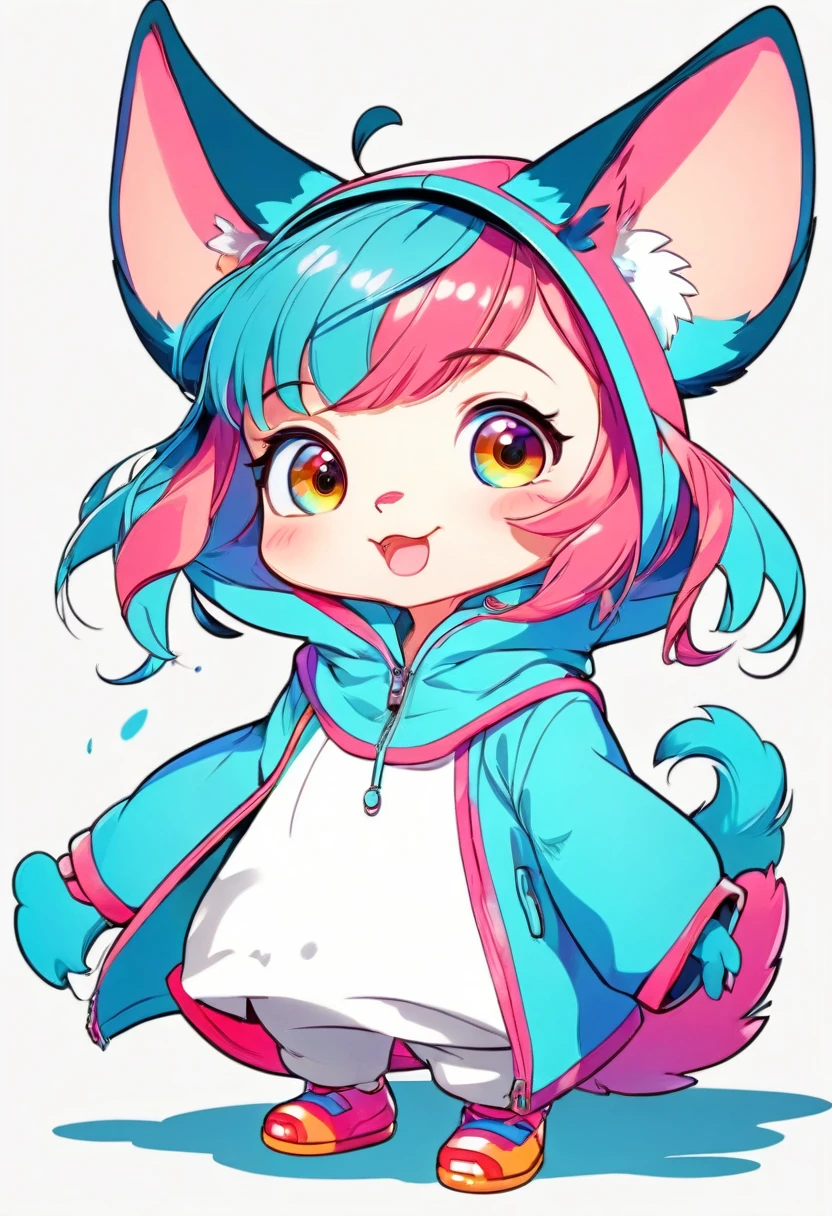 a cartoon character of an anthropomorphized animal, detailed marker outline, 1girl, cute, anime style, dynamic pose, whimsical expression, bright vibrant colors, dynamic lighting, digital painting, masterpiece, (best quality,4k,8k,highres,masterpiece:1.2),ultra-detailed,(realistic,photorealistic,photo-realistic:1.37)