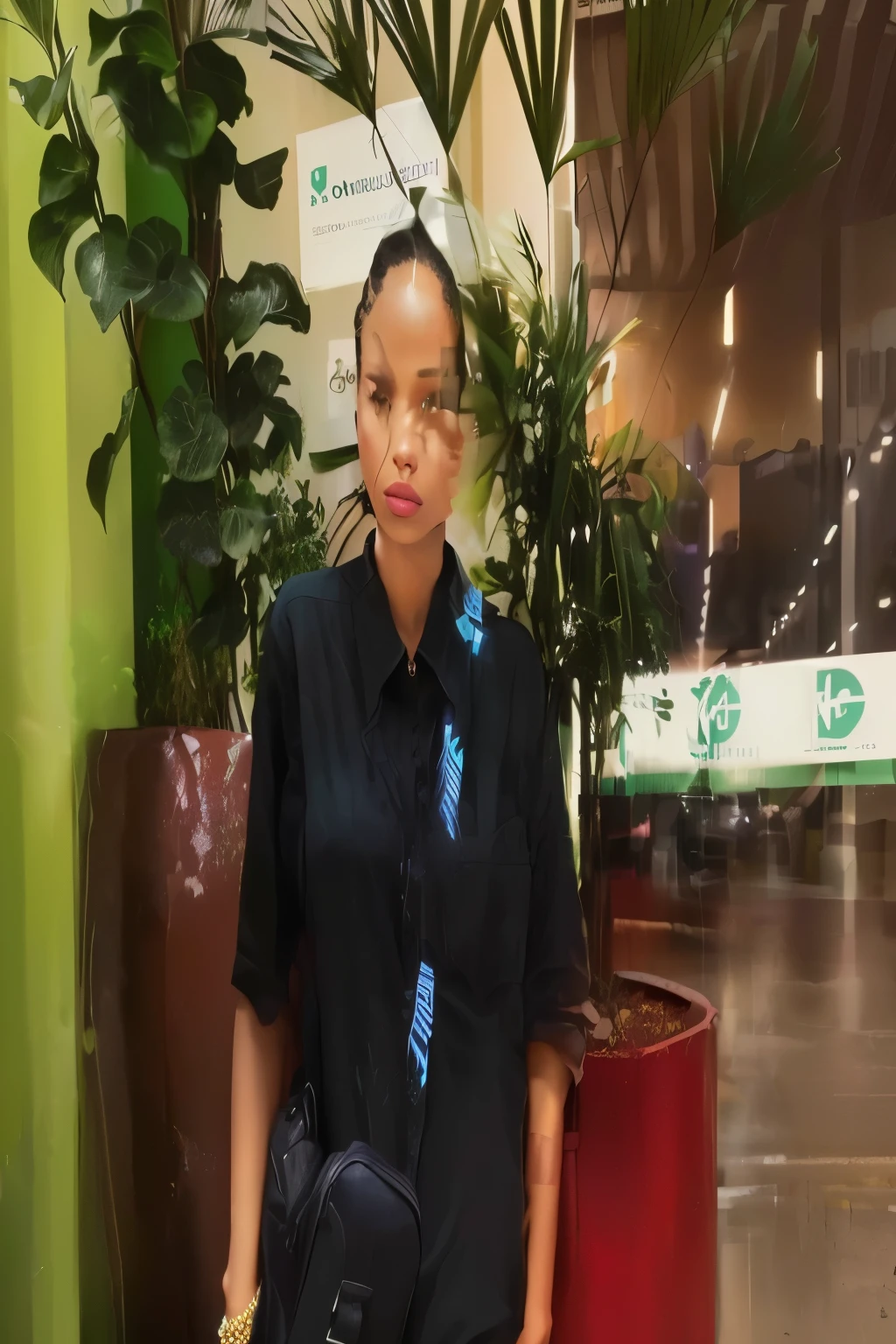 there is a woman sitting on a bench in a building, looks like fabiula nascimento, malika favre, imagem de perfil, taken at the beginning of 2020, suave em _ o fundo, Bella Poarca, zoë kravitz, foto de perfil, magnetic years, instagram post, suave em o fundo, imagem de perfil