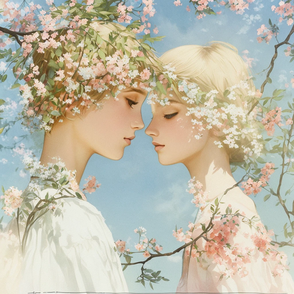 a beautiful girl in a lush garden, vibrant blue sky, red and orange flowers, detailed face and eyes, volumetric lighting, intricate details, photorealistic, high definition, masterpiece, professional digital art, cinematic color palette, using a palette of light pink, muted blue, dark grayish blue, bright blue, very dark gray, and light grayish blue