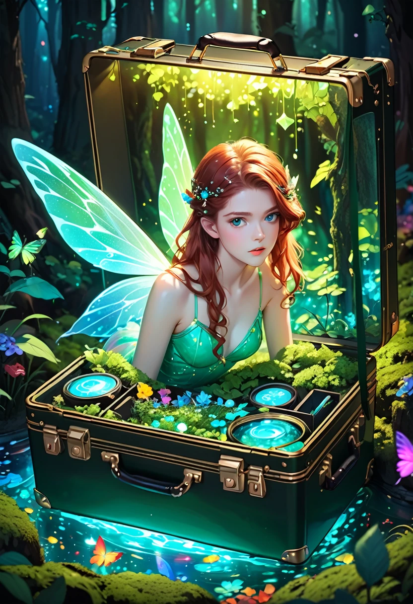 Rose Leslie Woman as a Fairy,(Very detailed:1.2),(highest quality:1.2),(8k:1.2),Sharp focus,(Scattered beneath the surface:1.1),Award-winning photo,Professional portrait photography,(Close-up shot:1.1) (A glowing bioluminescent forest:1.2),Rainbow fairy wings,Sensual look (Very detailed背景:1.2),(Magical fantasy:1.0), (Knolling Case:1.1),(Analog Style:1.1),(Model shooting style:1.2),Dramatic lighting