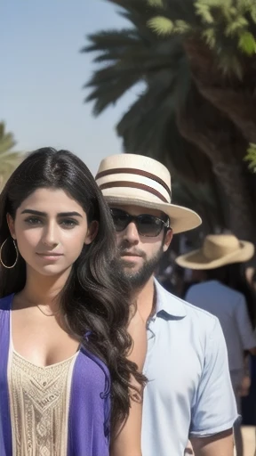 Young Judaean men and women gathered on a sunny day with focus on the characters' faces, imagem 8k.