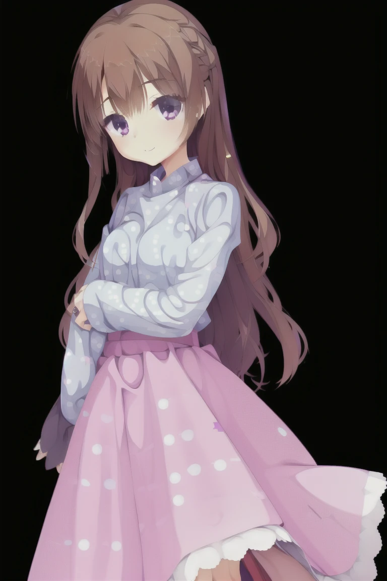 1girl,solo,bob_hair,mediam_long_hair,smiling,red_eyes,Mesh sweater, (pink sweater:1.35), miniskirt, (plaid skirt:1.3), stockings, pantyhose, full_body,Bedroom,expensive_solve, clear_image, expensive_Contrast, 8k, Sparkling, beautiful_detailed_face_and_eye, (Reddish brown hair:1.25), 白 eye,Black background