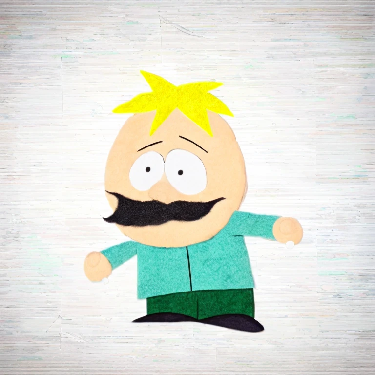 drawing of a cartoon character with a mustache and a mustache on his head, Butters Stotch, Butters Stotch in real life, cel shaded!!!, cartoon drawing, jacksepticeye as a muppet, in style of south park, cel shaded, animation character, cel shaded:15, 2d drawing, 2 d drawing, south park style