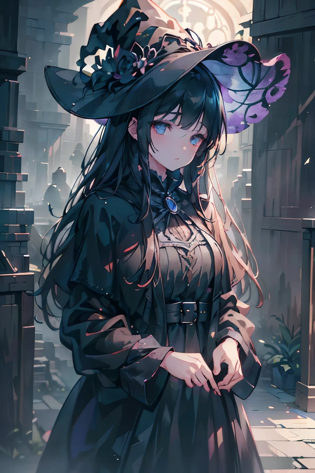 a witch, tired, fussy, witchcraft, roots, detailed face, detailed eyes, detailed lips, intricate details, fantasy, dark magic, occult, mystical, moody lighting, dramatic lighting, deep shadows, muted colors, dark palette, vintage, gritty, cinematic, (best quality,4k,8k,highres,masterpiece:1.2),ultra-detailed,(realistic,photorealistic,photo-realistic:1.37)