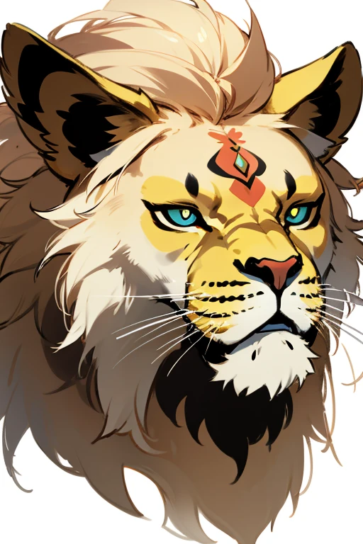 Colorful lion mask on white background