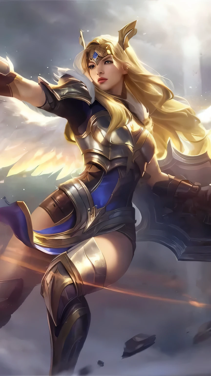 a woman in armor holding a sword and a sword, extremely detailed artgerm, angel knight girl, style artgerm, lux from league of legends, ig model | artgerm, artgerm. high detail, artgerm detailed, ashe, trending artgerm, as seen on artgerm, artgerm style, style of artgerm