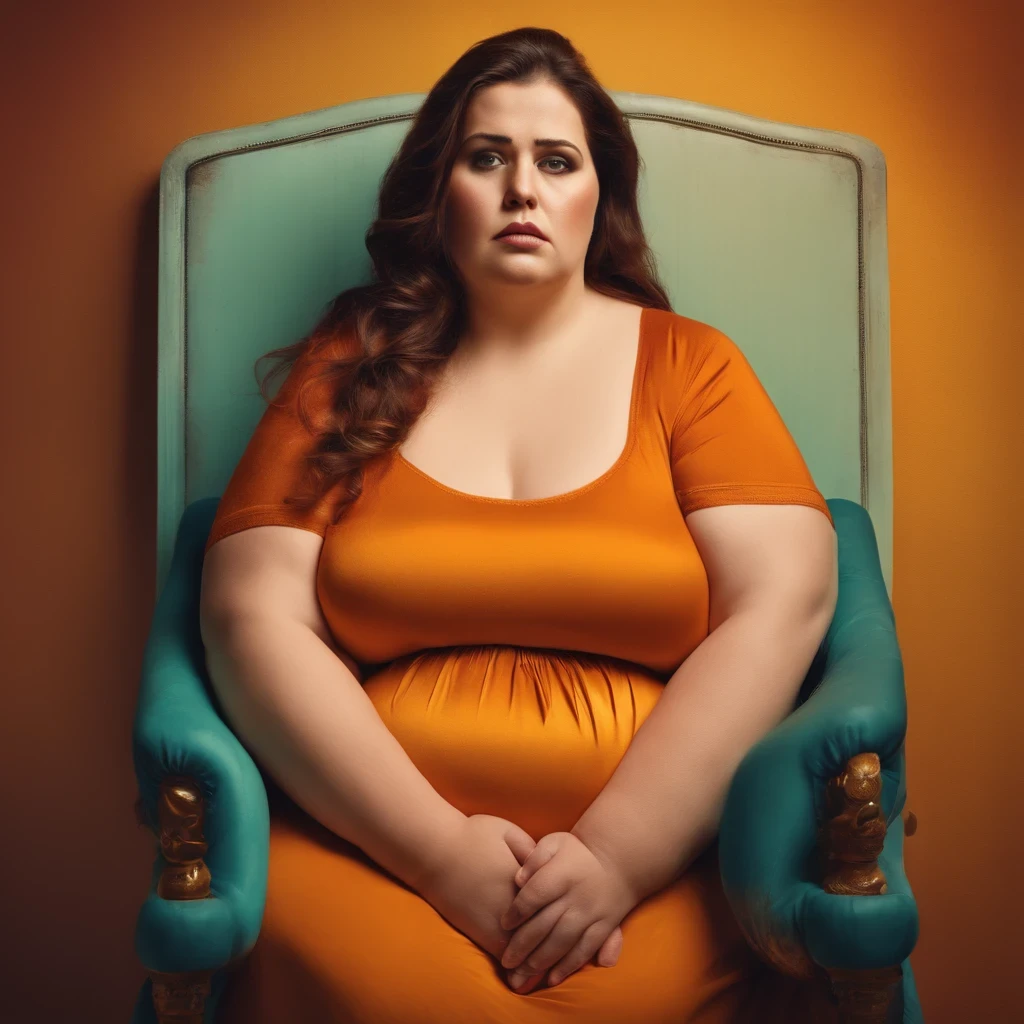 shocking image of a sad fat obese woman with health problems