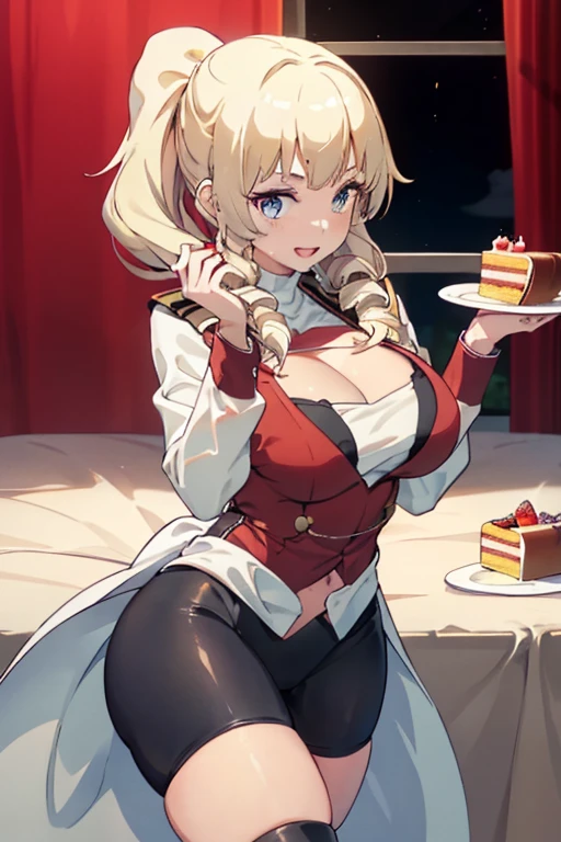 (dynamic angle:1.3, front view:1.1, breast focus:1.3, from above:1.1), (dynamic posing:1.2, sexy posing:1.2), (seductive smiling:1.3), ((looking at cake,Taking a cake out of the golden oven, worried about the outcome:1.2)),highest quality、(real、photorealistic:1.4),(ultra high resolution, 8K RAW photo, clear focus), best qualtiy, natural lighting, field depth, (Bright pupils, detailed beautiful eyes, high detailed face), Red lip, (tight focus:1.2), a girl 22yo old, Wearing a pastry chef uniform:1.3 , Thicc, thin breast, long hair, blue eyes,garter stocking, cleavage:1.2, midriff, black shorts, black thighhighs, thigh strap, pretty girl, (highly detailed beautiful face and eyes,firm breasts),real skin,((black,hair,long pony tail hair)),thin pubic hair,cute,lovely, detailed eyes,(double breasted:1.0,under bust:1.0),(with sparkling eyes and a contagious smile),open mouth, Looking at Viewer,A scene of cooking in the kitchen,looking at the golden oven
