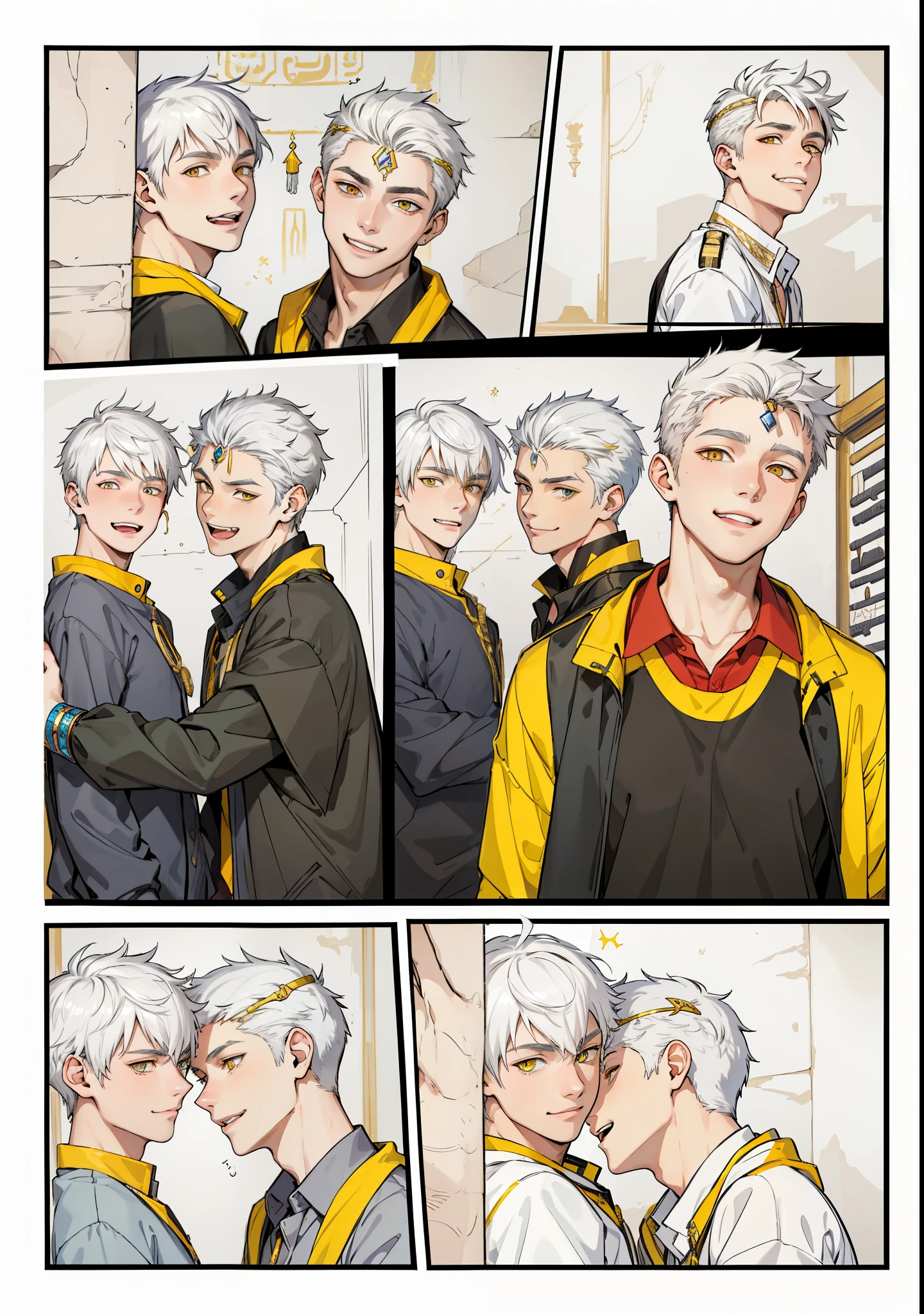 cute men smile mischievously handsome 16 year oldcient egypt white hair yellow eyes mischievous smile