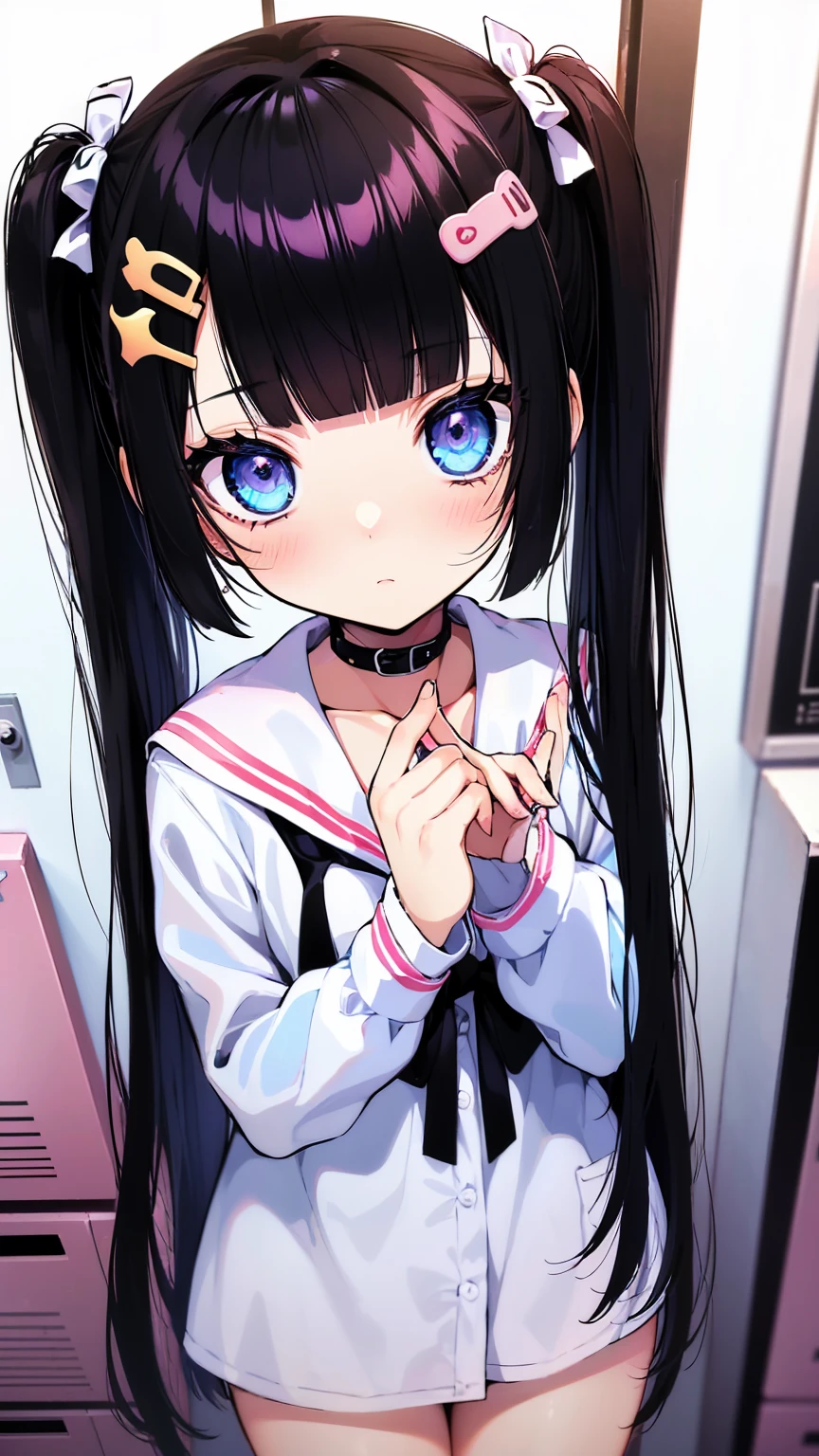 masterpiece, highest quality, High resolution, Absurd, Facial Lighting, Beautiful Eyes, shiny 髪, White Room, Perfect Face, Shiny skin, depth の field, (Browsing Caution:1.0), One Girl, 15 years old, Look Away, ((Changing clothes, Half naked)), woman, puberty, locker room, Shooting from above