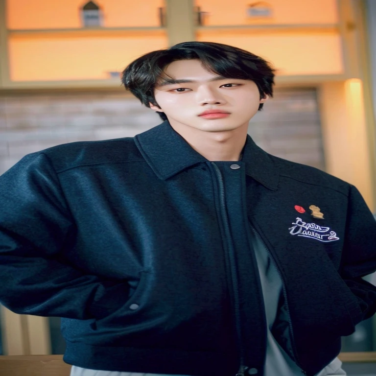 Hombre arafed con una chaqueta negra parado frente a una ventana, kim doyoung, jinyoung shin, kim taejin, jungkook, pintar ulzzang, hyung tae, Won Bin Lee, handsome young prince, Seseon Yoon, key still, con pelo corto, arte oficial, fotos oficiales, foto de perfil, Jung Jaehyun, fanart oficial