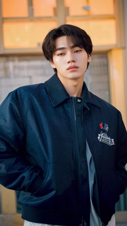 Hombre arafed con una chaqueta negra parado frente a una ventana, kim doyoung, jinyoung shin, kim taejin, jungkook, pintar ulzzang, hyung tae, Won Bin Lee, handsome young prince, Seseon Yoon, key still, con pelo corto, arte oficial, fotos oficiales, foto de perfil, Jung Jaehyun, fanart oficial