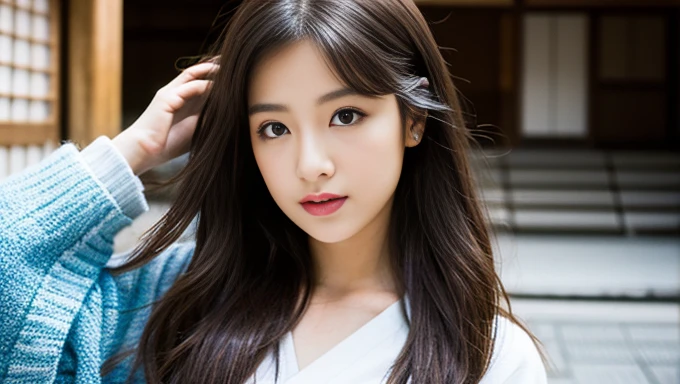 Photorealistic、High definition、5Circuit Girl、gather、Black SUBARU WRX、Beauty、long hair、Random Hairstyles、Circuit in Kyoto、