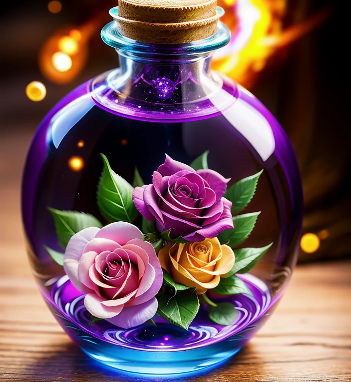 flowers roses, a glass bottle with a purple liquid inside of it, painting of one health potion, world of warcraft spell icon, fantasy game spell icon, lightning mage spell icon, magic spell icon, league of legends inventory item, potion, fantasy game spell symbol