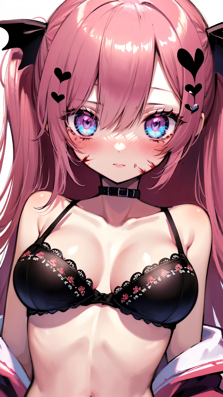 Jibril, upper body, blushed, perfect ???????, detailed eyes, detailed lips, extremely detailed eyes and face, vivid colors, sharp focus, bra, masterpiece:1.2, ultra-detailed, bra, blushed, (((blood on handra)), (solo), blood, healthy skin.