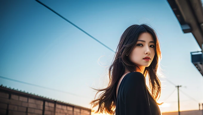 Photorealistic、High definition、5Circuit Girl、gather、Black SUBARU WRX、Beauty、long hair、
