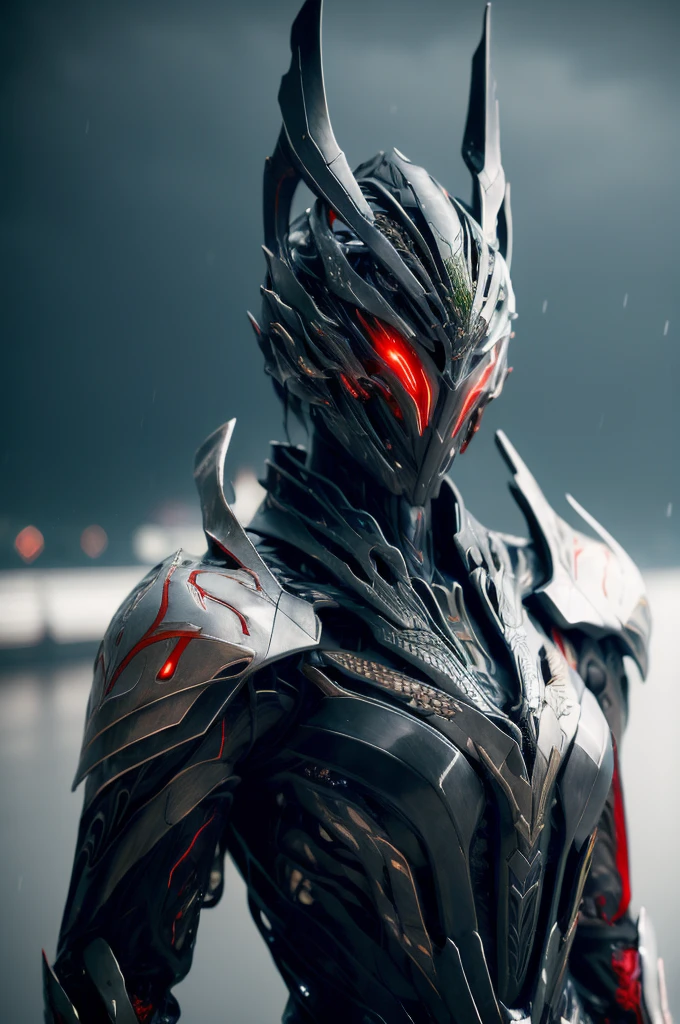 1 japanese girl, WARFRAME, intricate pattern, heavy metal, energy lines, faceless, glowing eyes, elegant, intense, blood red and black uniform, solo, modern, city, streets, dark clouds, thunderstorm, heavy rain,
dramatic lighting,
(masterpiece:1.2), best quality, high resolution, beautiful detailed, extremely detailed, perfect lighting,