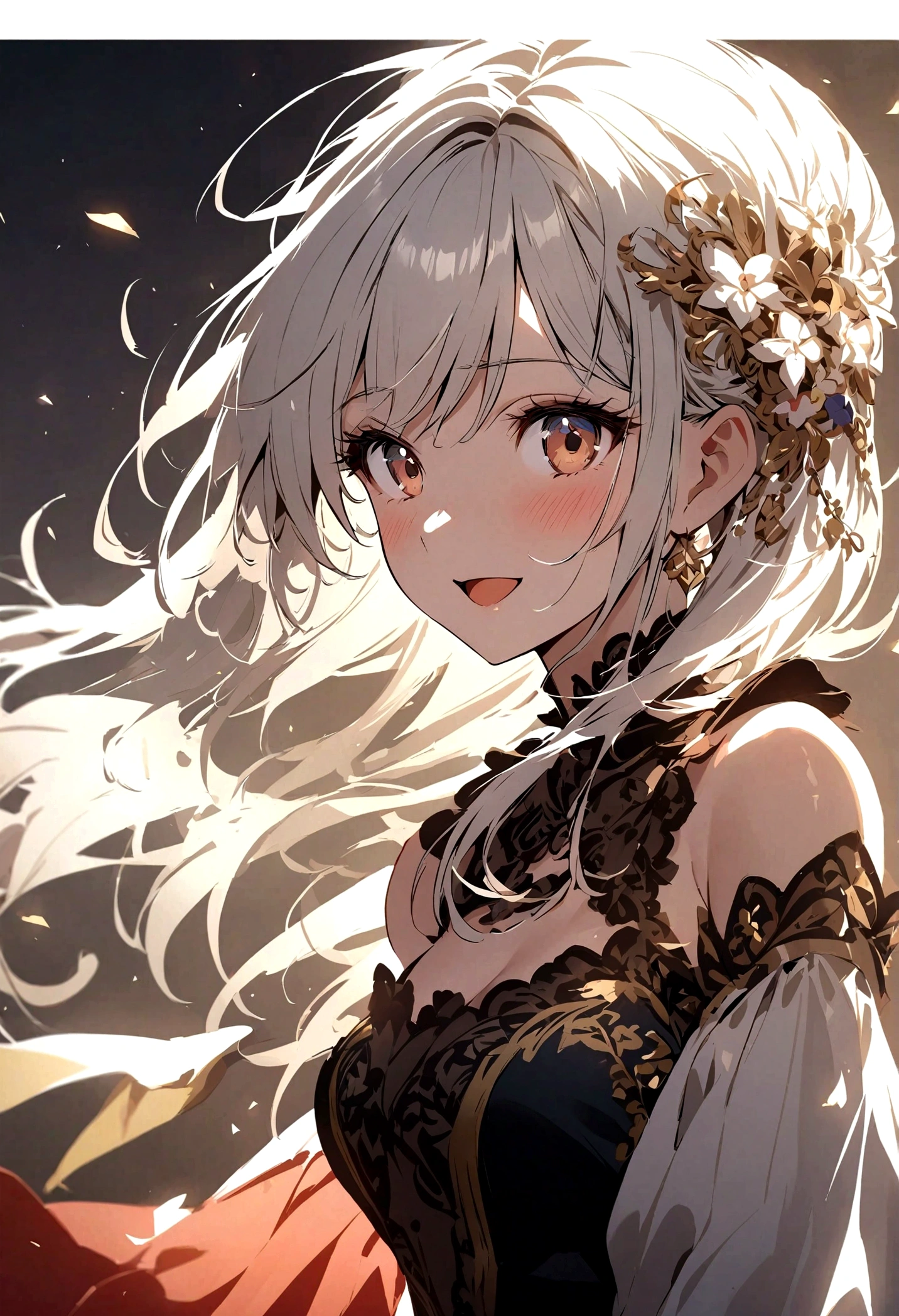beautiful young girl, White hair