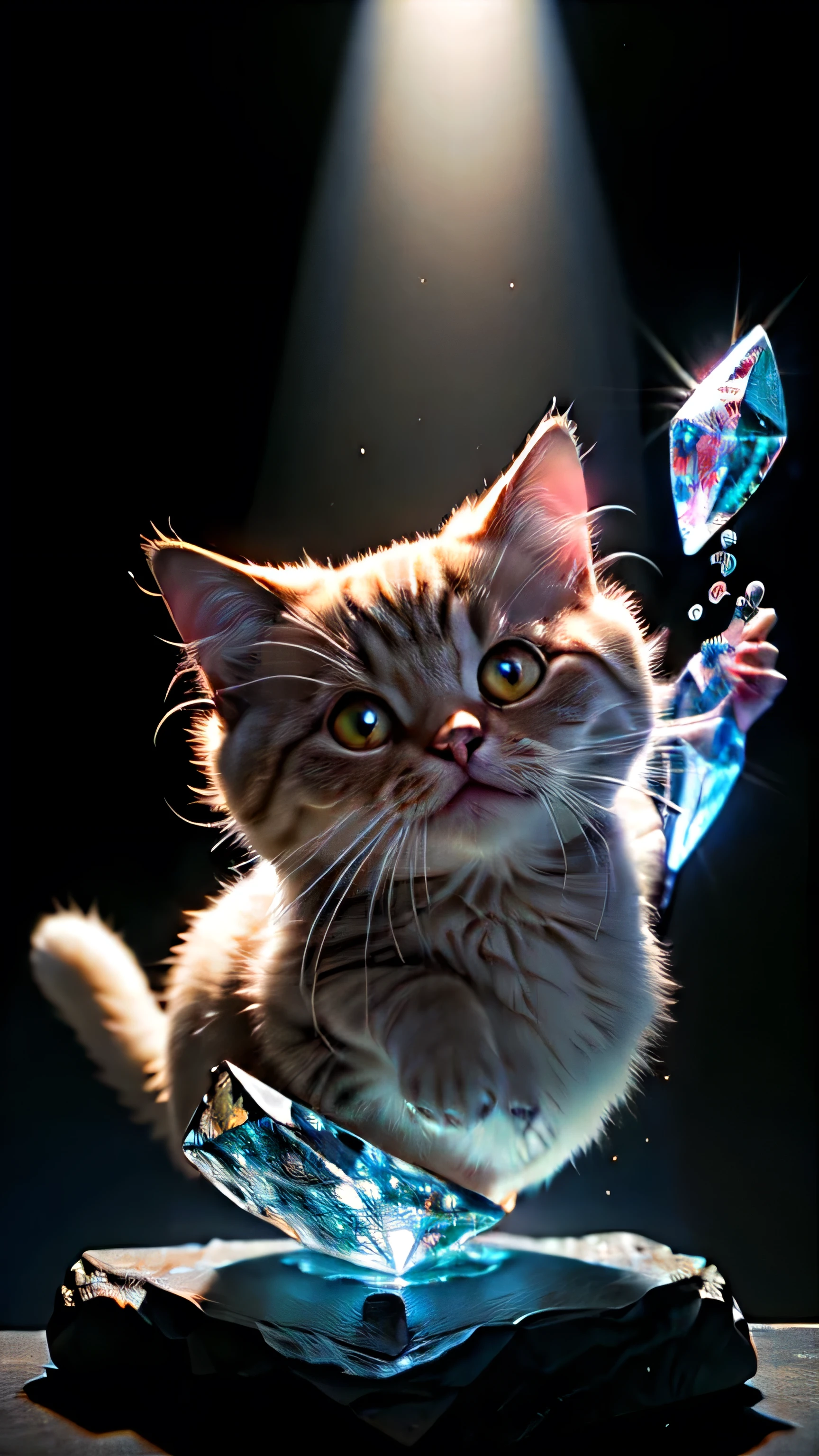 best quality, Crystal Cat, fantastic image effect