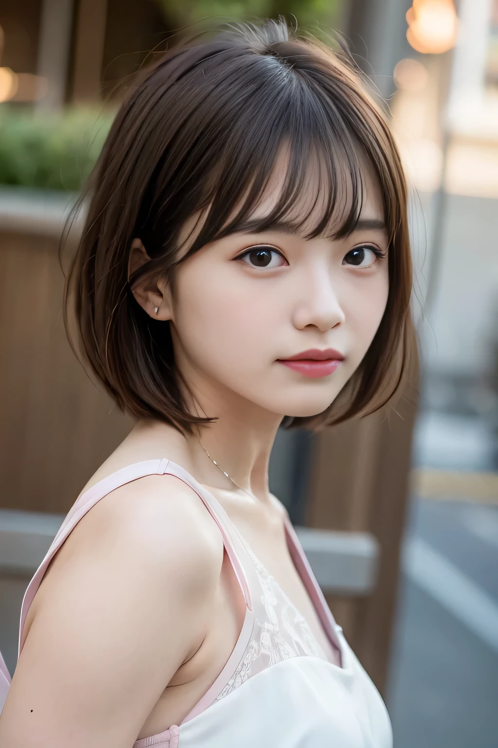 (8k, RAW photo, best quality, masterpiece:1.2), ultra detailed, ultra high res, high-resolution,(realistic, photo realistic:1.4),depth of field, realistic shadow, caustics, natural shading, photon mapping, fine-textured, perfectly focused,
BREAK
cinematic lighting, soft lighting, HDR, SIGMA 24 mm F/2.8, ISO 400, 1/125 sec shutter,an extremely delicate and beautiful, extremely detailed, 8k wallpaper, Amazing, finely detail, huge file size, extremely detailed CG, unity 8k wallpaper, official art, perfect artwork, production art,
BREAK
((Beautiful detailed eyes, Natural Color Lip, Soft white skin that shines with every detail, 18 years old)), 1 girl, solo, blush, princess, japanese idol, full breasts,
BREAK
short hair, light brown hair, fluffy bob cut,
BREAK
eyebrows visible through hair, open mouth, smile,
BREAK
(pink and white princess dress:1.3), red bow,
BREAK
looking at viewer,
BREAK
from side