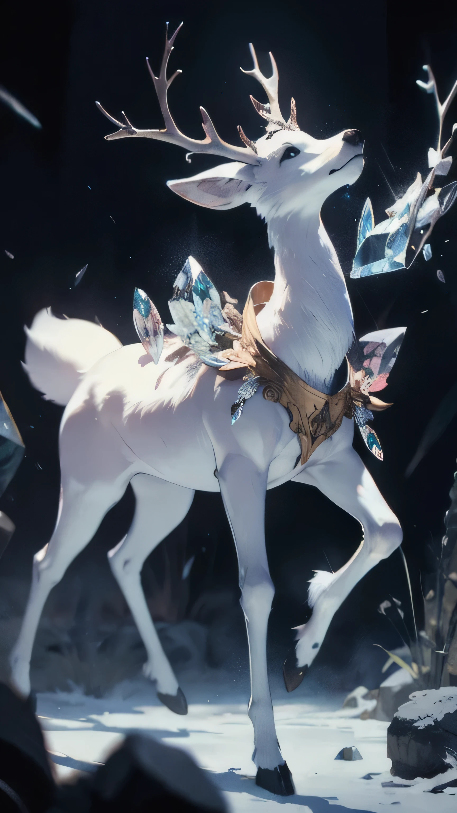 best quality, Crystal deer, fantastic image effect