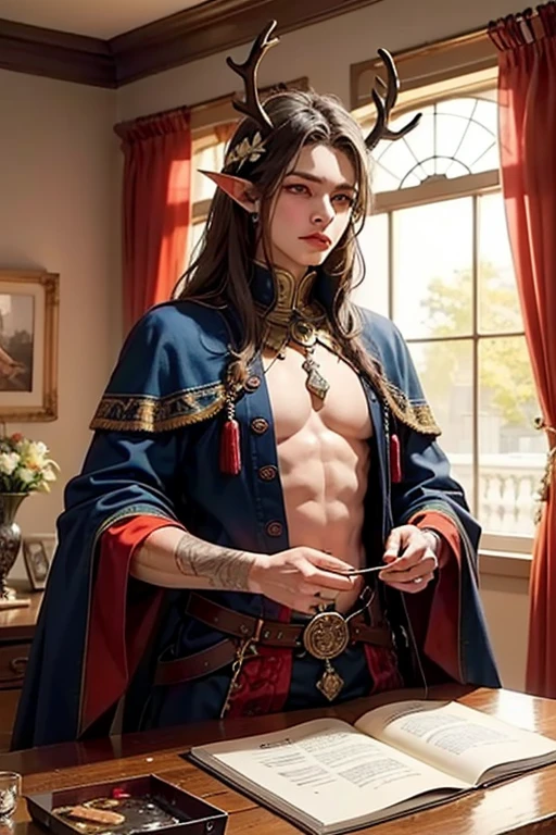 ((melhor qualidade)), ((Obra de arte)), (detalhado), elf, male, antlers