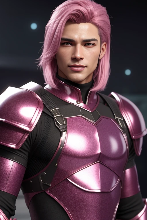 3d HDR photorealistic ultra realism high definition aesthetic stabilized diffusion picture of handsome hunky Warrior Moon , pink hair ,in fuchsia amethyst transparent sparkling shiny crystal glass chrome outfit armor,,look at camera, detailed facial parts,, studio as background, Freestyle Pose, Happy Expression, perfect anatomy, symmetric body,, 18 years old, :: high detail, a lean athletic body, realistic, human skin, extremely detailed fingers, chad chin,, masculine, human skin, (eyes contact), gorgeous, Attractiveness