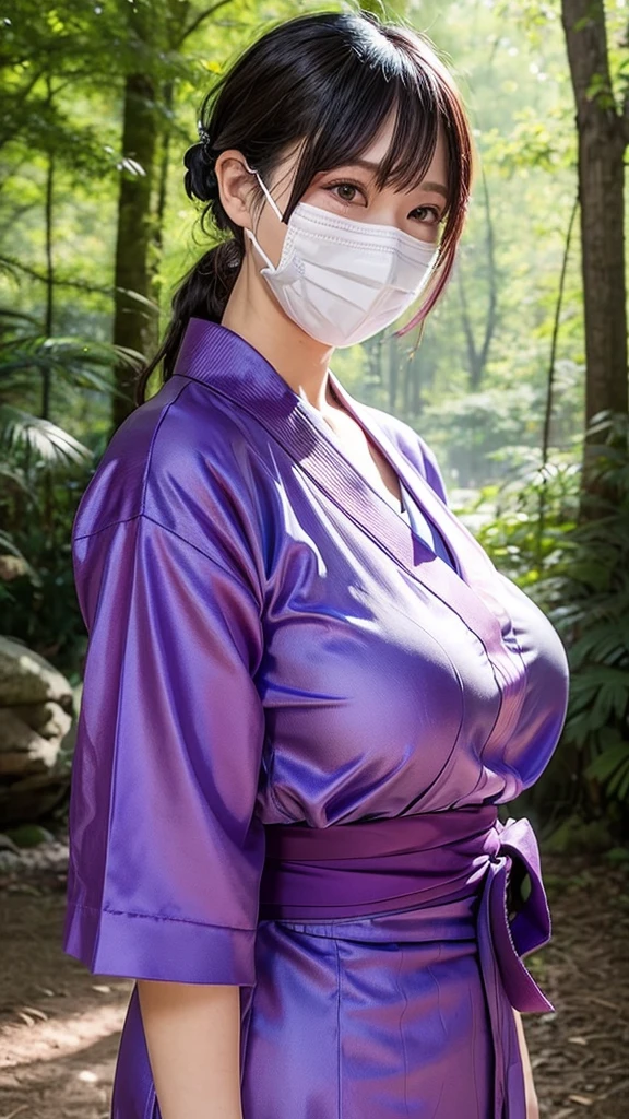 ＡＩBeauty、Purple Yukata Prompto、
forest、field、Big Breasts、Real Beauty、Face masks