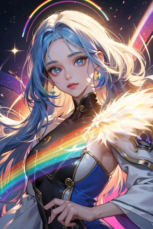 she resembles a CD-ROM, with her face being the center part and the rainbow lines on her body being reminiscent of light reflecting off discs. SPARKLE; GLITTER
