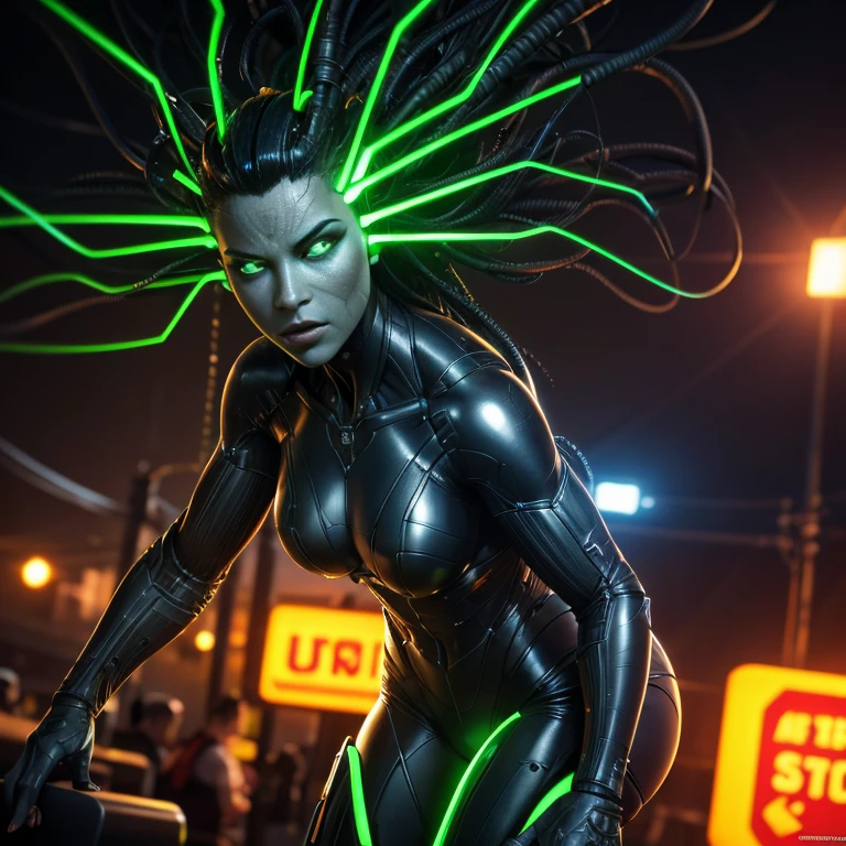 score_9, score_8_up, score_7_up, score_6_up, score_5_up, shodanSS_soul3142, masterpiece, best quality, highres, HDR, ultra-detailed, extremely detailed CG unity 8k wallpaper, perfect artwork, 1girl, glowing eyes, green theme, tube in head, cables, neon, science fiction, circuit board background, ,4k,sharp image,detailed, sexy, extremely detailed artgerm,  (masterpiece, best quality:1.2),  (insanely detailed, beautiful detailed, masterpiece, best quality), (insanely detailed, masterpiece, best quality)  