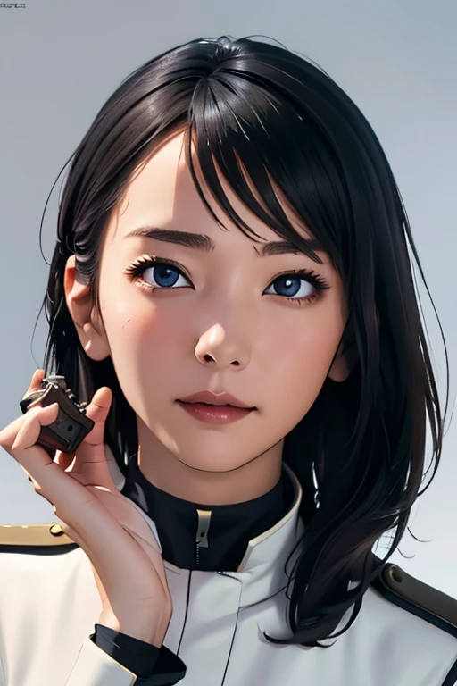 survival game、Black combat uniform、survival gameのフィールド、A beautiful girl is holding a pistol、head to waste、