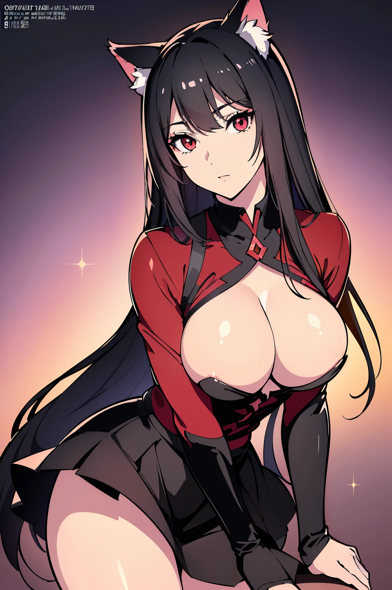 (Cat girl), (smoking), cat ears, black hair, business casual attire, cool, red dress shirt, pretty red eyes, cat tail, ((Crimson Red Eyes eyes: 1.3, Upturned Eyes: 1, Perfect Eyes, Beautiful Detailed Eyes, Gradient eyes: 1, Finely Detailed Beautiful Eyes: 1, Symmetrical Eyes: 1, Big Highlight On Eyes: 1.2)), (((Lustrous Skin: 1.5, Bright Skin: 1.5, Skin Fair, Shiny Skin, Very Shiny Skin, Shiny Body, Plastic Glitter Skin, Exaggerated Shiny Skin, Illuminated Skin))), (Detailed Body, (Detailed Face)), (((Skirt))), High Resolution, Sharp Focus, Ultra Detailed, Extremely Detailed, Extremely High Quality Artwork, (Realistic, Photorealistic: 1.37), 8k_Wallpaper, (Extremely Detailed CG 8k), (Very Fine 8K CG), ((Hyper Super Ultra Detailed Perfect Piece)), (((Flawless masterpiece))), Illustration, Vibrant Colors, (Intricate), High Contrast, Selective Lighting, Double Exposure, HDR (High Dynamic Range), Post-processing, Background Blur, (Sexy pose), (Mature woman), big sis